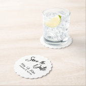 手書きタイポグラフィ日付を保存する白黒 ペーパーコースター (インサイチュ)