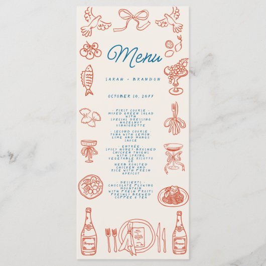 手書きタイポグラフィ結婚レトロのメニュー メニュー (正面)