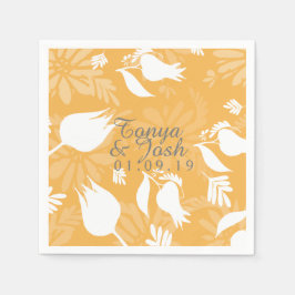 手書きチューリップ植物影結婚の スタンダードカクテルナプキン