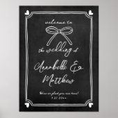 手書きチョークお洒落の結婚歓迎サイン ポスター (正面)