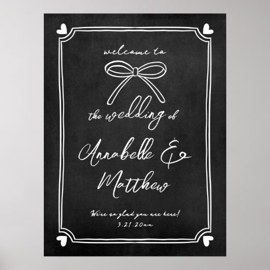 手書きチョークお洒落の結婚歓迎サイン ポスター (正面)