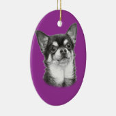 手書きチワワのアートワーク セラミックオーナメント (右)