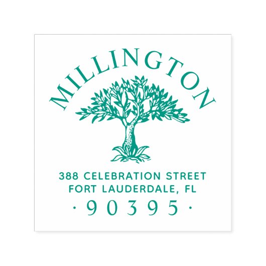 手書きツリー丸ファミリ名差出人住所 セルフインキングスタンプ (デザイン)