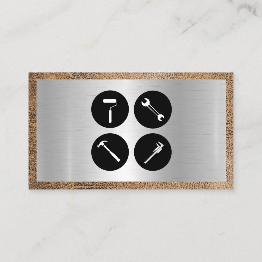 手書きツールアイコン |メタルとレザー擦り切れたズ 名刺 (裏面)