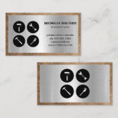 手書きツールアイコン |メタルとレザー擦り切れたズ 名刺 (正面/裏面)