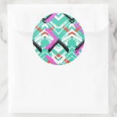 手書きティール（緑がかった色）ジグザグ模様 ラウンドシール (バッグ)
