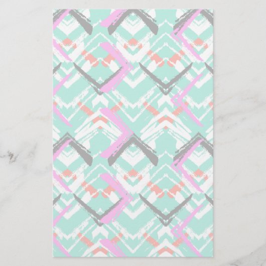 手書きティール（緑がかった色）ジグザグ模様 便箋 (正面)