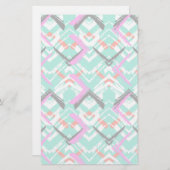 手書きティール（緑がかった色）ジグザグ模様 便箋 (正面/裏面)