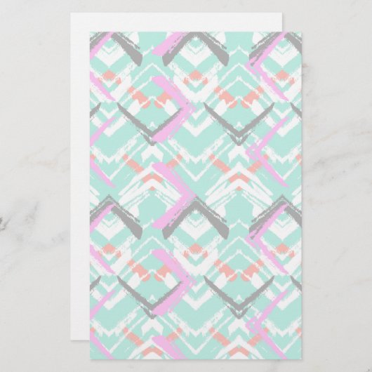 手書きティール（緑がかった色）ジグザグ模様 便箋 (正面/裏面)