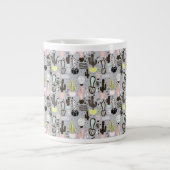 手書きテクスチャサボテンパターン ジャンボコーヒーマグカップ (正面)