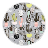 手書きテクスチャサボテンパターン セラミックノブ (正面)