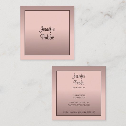 手書きテンプレートエレガントモダンプロフェッショナル スクエア名刺 (正面/裏面)