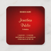 手書きテンプレートエレガントレッドダマスク金ゴールド文字 スクエア名刺 (裏面)