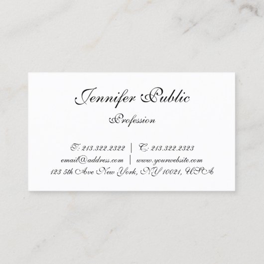 手書きテンプレートモダンスクリプエレガントトシンプル 名刺 (裏面)