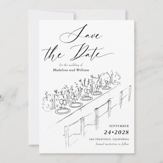 手書きテーブルの設定日付の保存 招待状 (正面)