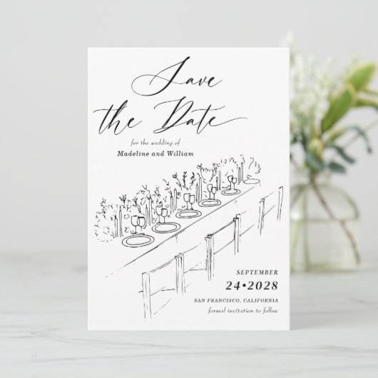 手書きテーブルの設定日付の保存 招待状 (スタンド正面)