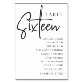 手書きテーブル16名+ゲスト名 テーブルナンバー (正面)