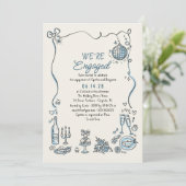 手書きディスコお洒落婚約パーティ写真 招待状 (スタンド正面)