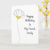 手書きデイジー カード (黄色い花)