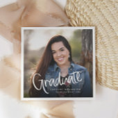 手書きトレンディーカジュアルスクリプト写真の卒業 スタンダードカクテルナプキン