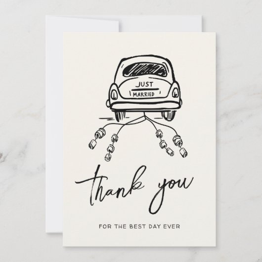 手書きトレンディー結婚の台本お洒落 サンキューカード (正面)