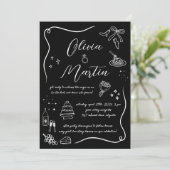 手書きドイタリアンードルブラック&ホワイト結婚ズ 招待状 (スタンド正面)