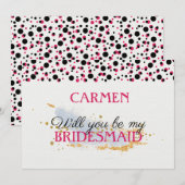 手書きドットのパターン(ピンクとブラック) 招待状 (正面/裏面)