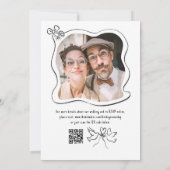 手書きドードルお洒落レトロ結婚の写真 招待状 (裏面)