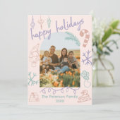 手書きドードルアーチフォトホリデークリスマスカード シーズンカード (スタンド正面)