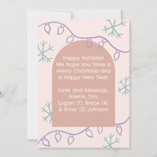 手書きドードルアーチフォトホリデークリスマスカード シーズンカード (裏面)