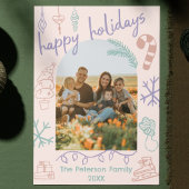 手書きドードルアーチフォトホリデークリスマスカード シーズンカード