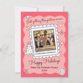 手書きドードルスケッチ写真クリスマスカード 招待状