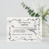 手書きドードルスケルトンRSVP応答カード 招待状 (スタンド正面)