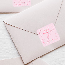 手書きドードルピンク&レッド卒業パーティー スクエアシール