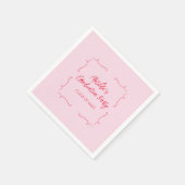 手書きドードルピンク&レッド卒業パーティー スタンダードカクテルナプキン (角)