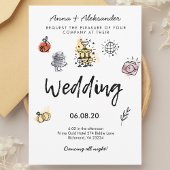 手書きドードルファンキーおもしろい結婚写真 招待状