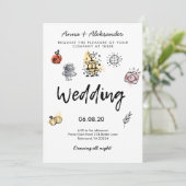 手書きドードルファンキーおもしろい結婚写真 招待状 (スタンド正面)