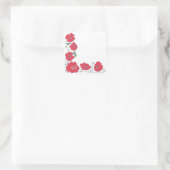 手書きドードルフローラポピーコーナー縁ど スクエアシール (バッグ)