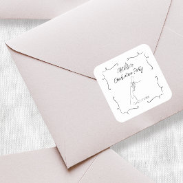 手書きドードルブラック&ホワイト卒業パーティー スクエアシール