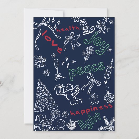 手書きドードルメリークリスマスカード シーズンカード (裏面)