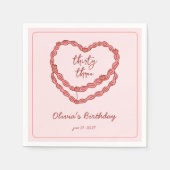 手書きドードルヴィンテージケーキピンクレッド誕生日 スタンダードカクテルナプキン (正面)