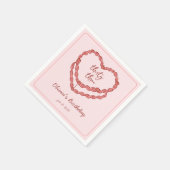 手書きドードルヴィンテージケーキピンクレッド誕生日 スタンダードカクテルナプキン (角)