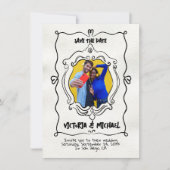 手書きドードル写真デートの保存 招待状 (正面)