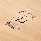 手書きドードル結婚ズテーブル番号 アクリル招待状 (レイダウン)