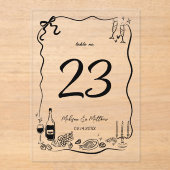 手書きドードル結婚ズテーブル番号 アクリル招待状 (正面)