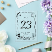 手書きドードル結婚ズテーブル番号 アクリル招待状 (インサイチュ (ウェディング))