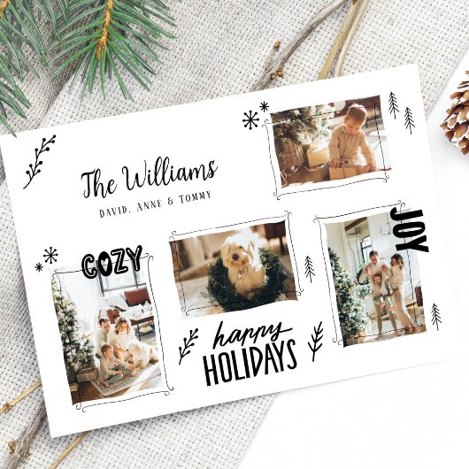 手書きドードル4写真クリスマス シーズンカード