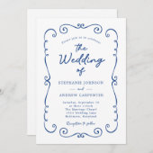 手書きド縁どールQRコ結婚ード 招待状 (正面/裏面)