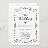 手書きド縁どールQRコ結婚ード 招待状 (正面/裏面)