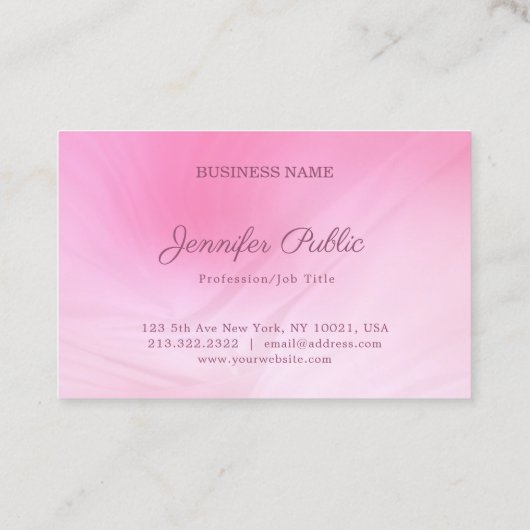 手書きネームエレガントピンクプロフェッショナルトレンディー 名刺 (裏面)
